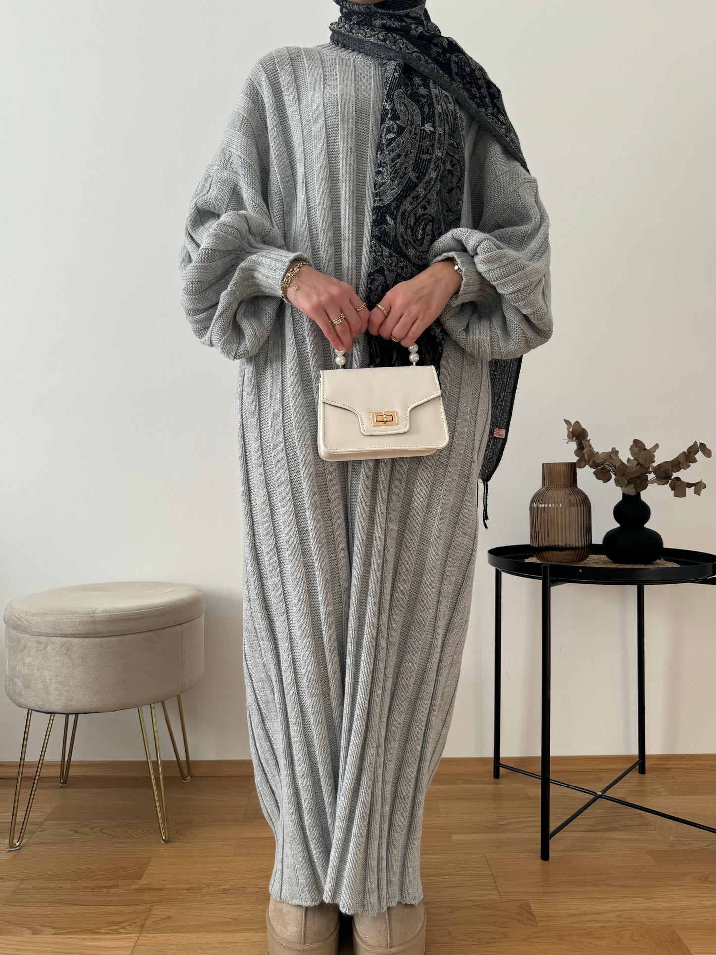 Selina Strick Kleid grau
