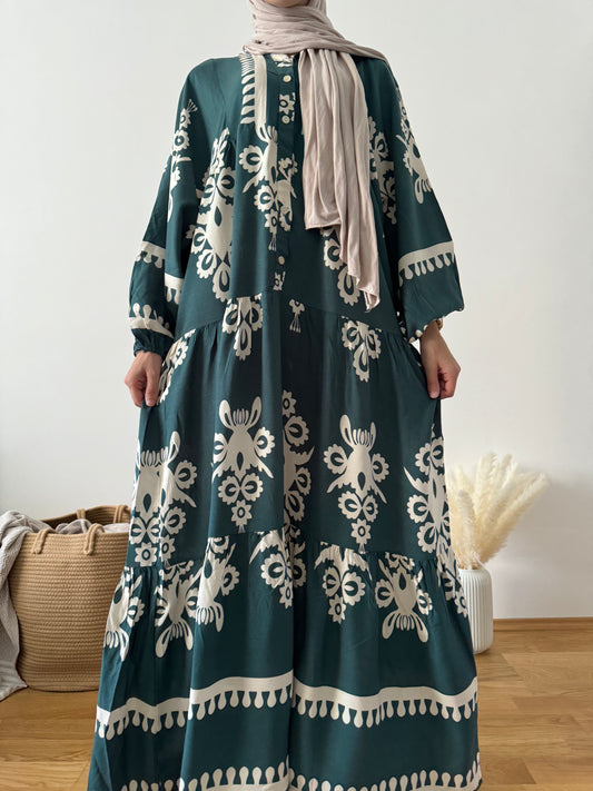Boho Kleid grün-creme