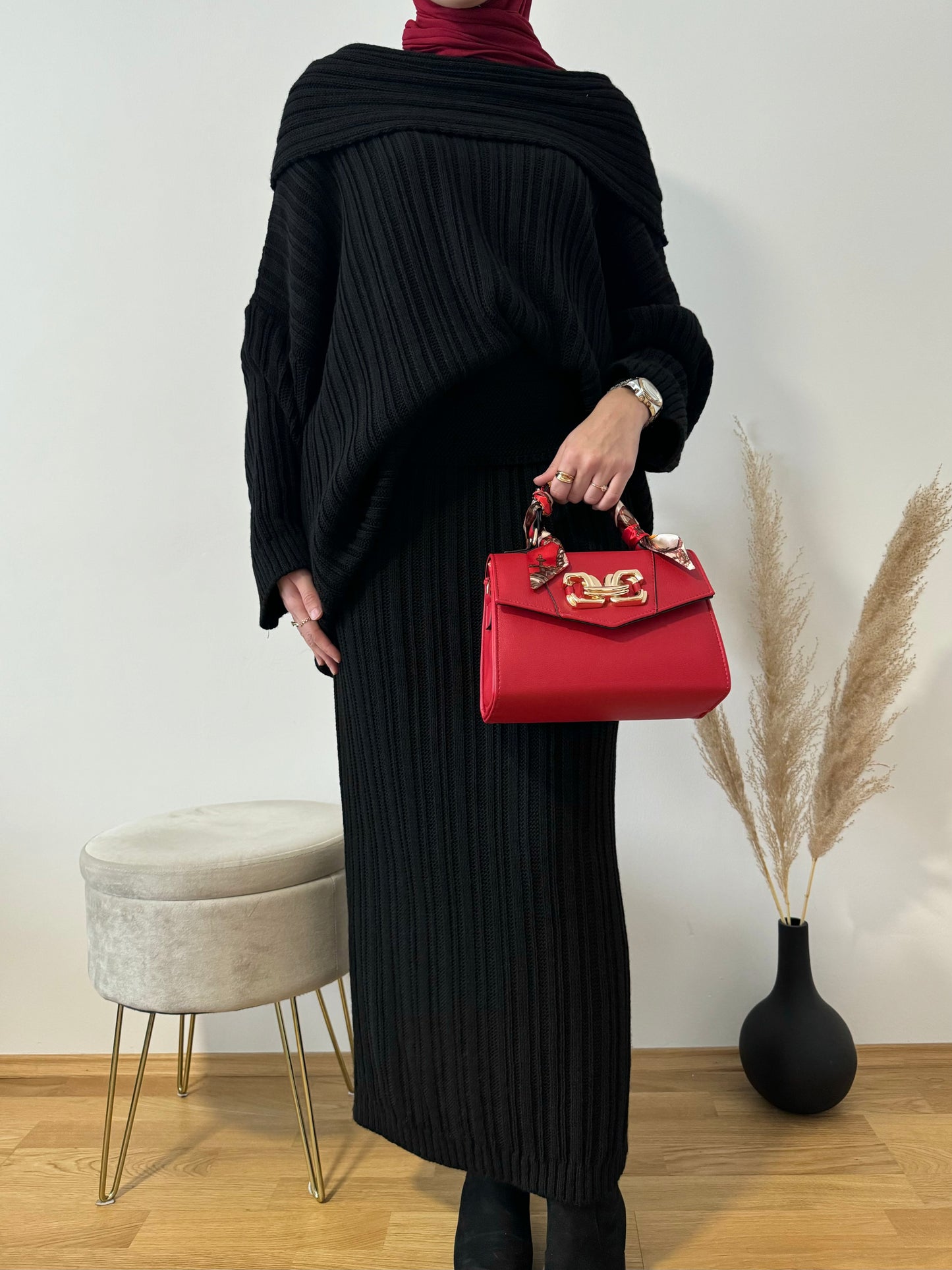 Lily Strick Zweiteiler schwarz