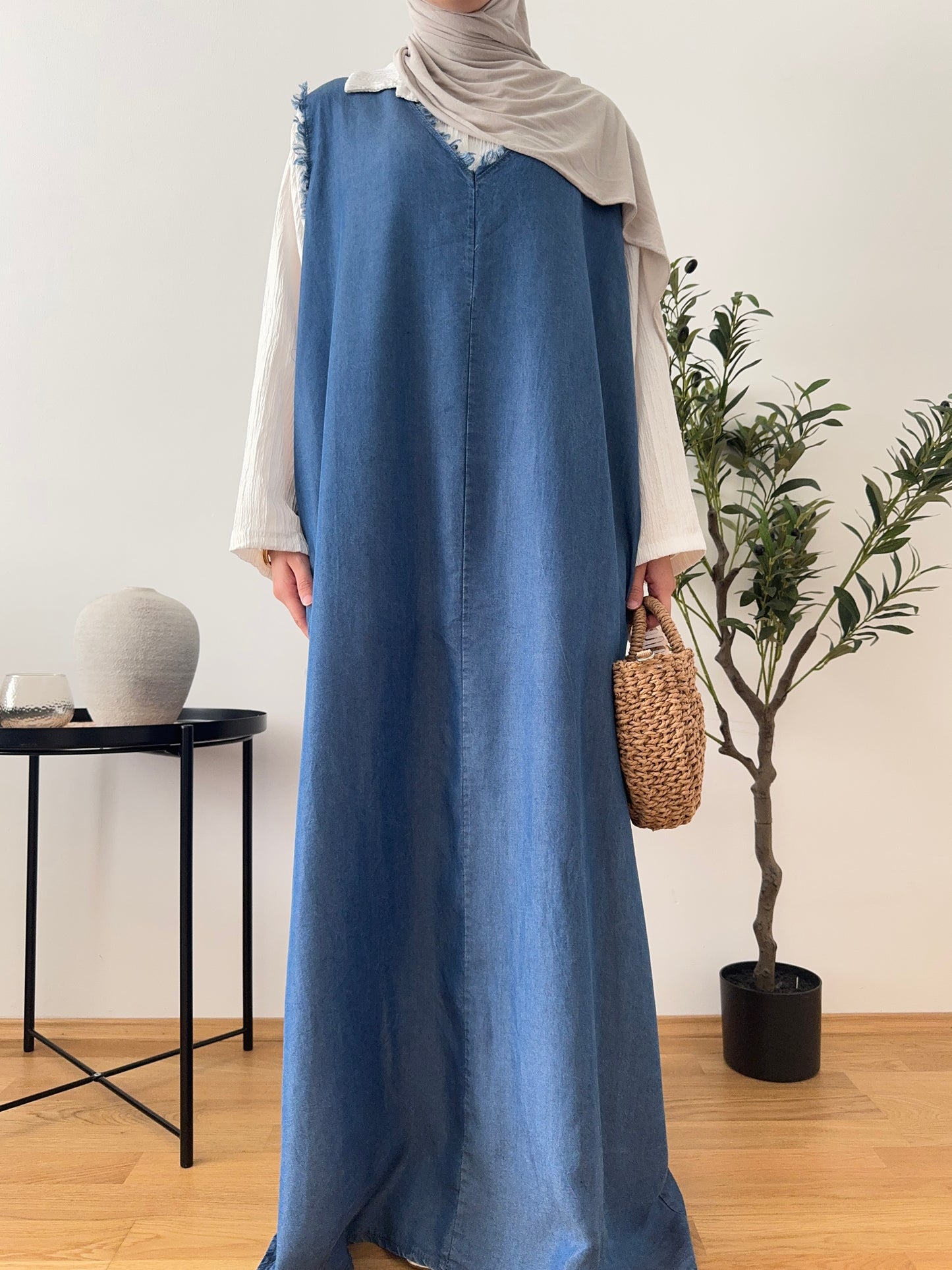 Denim Kleid 2-teilig dunkel