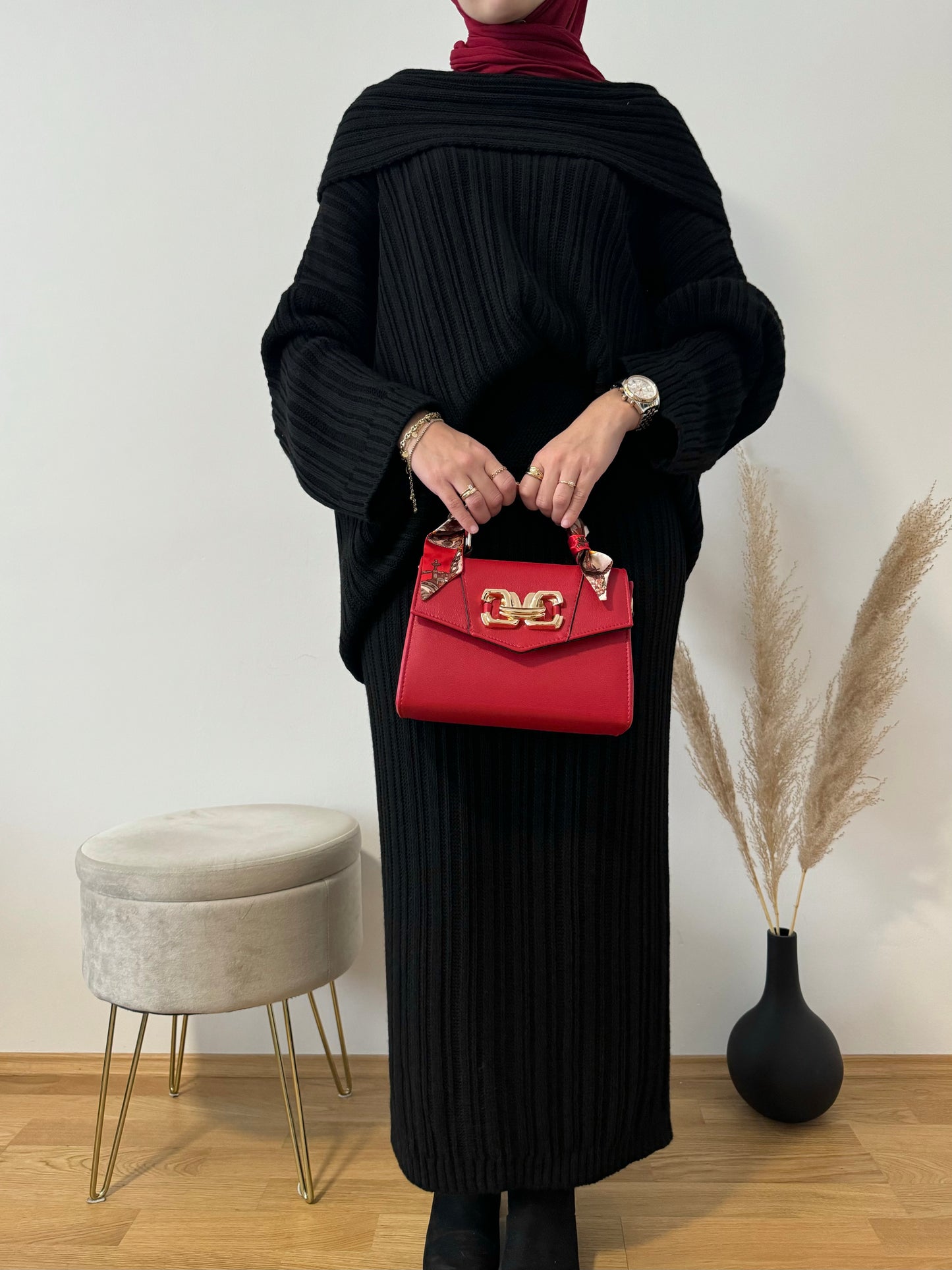 Lily Strick Zweiteiler schwarz