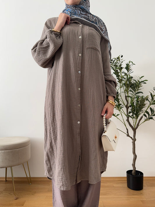 Musselin Hemd Tunika taupe