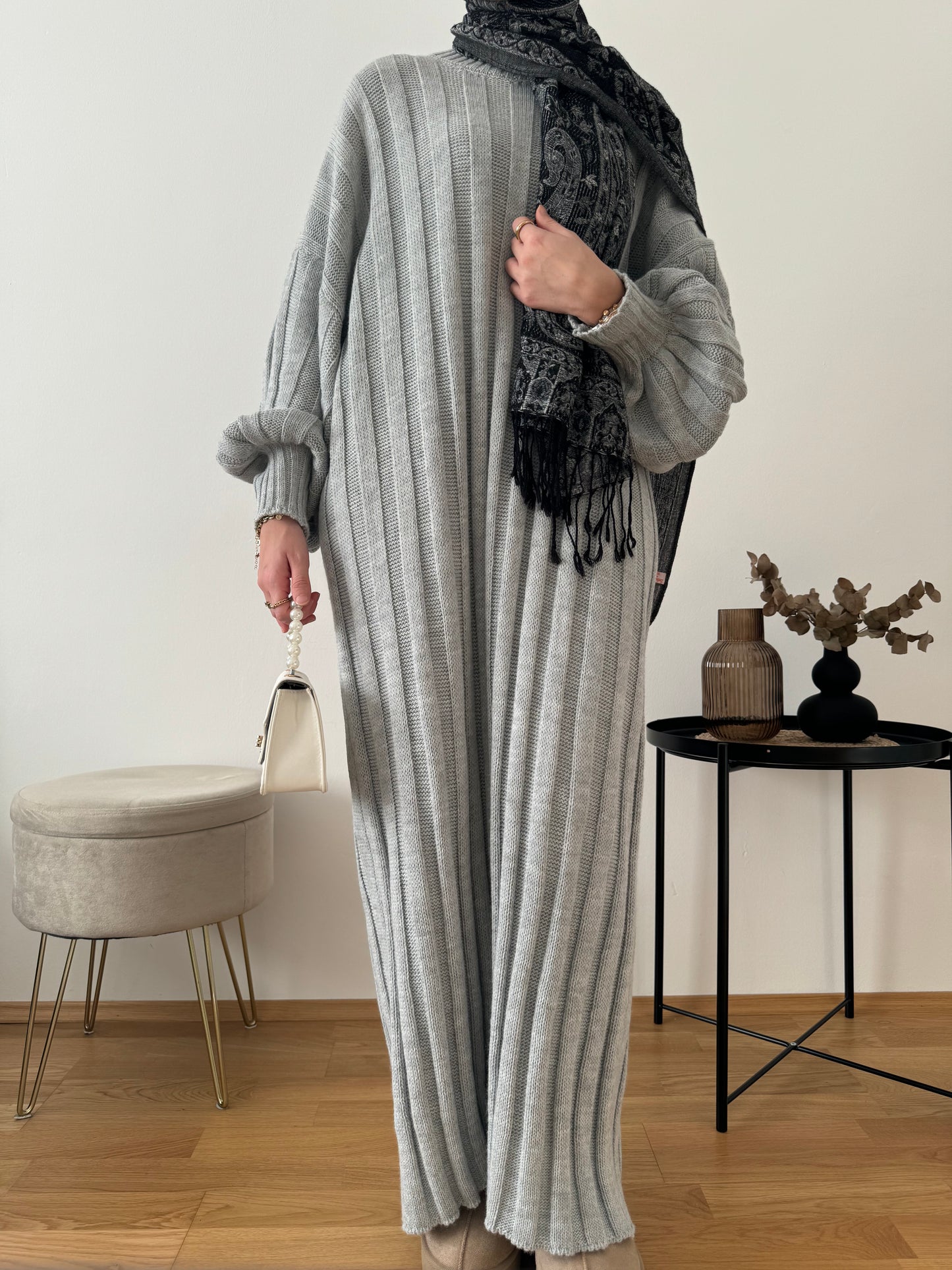 Selina Strick Kleid grau