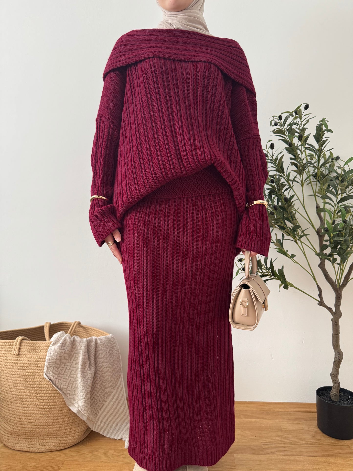 Lily Strick Zweiteiler rot