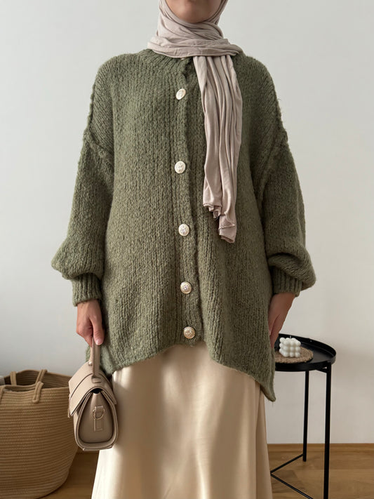 Talia kurzer Woll Cardigan khaki