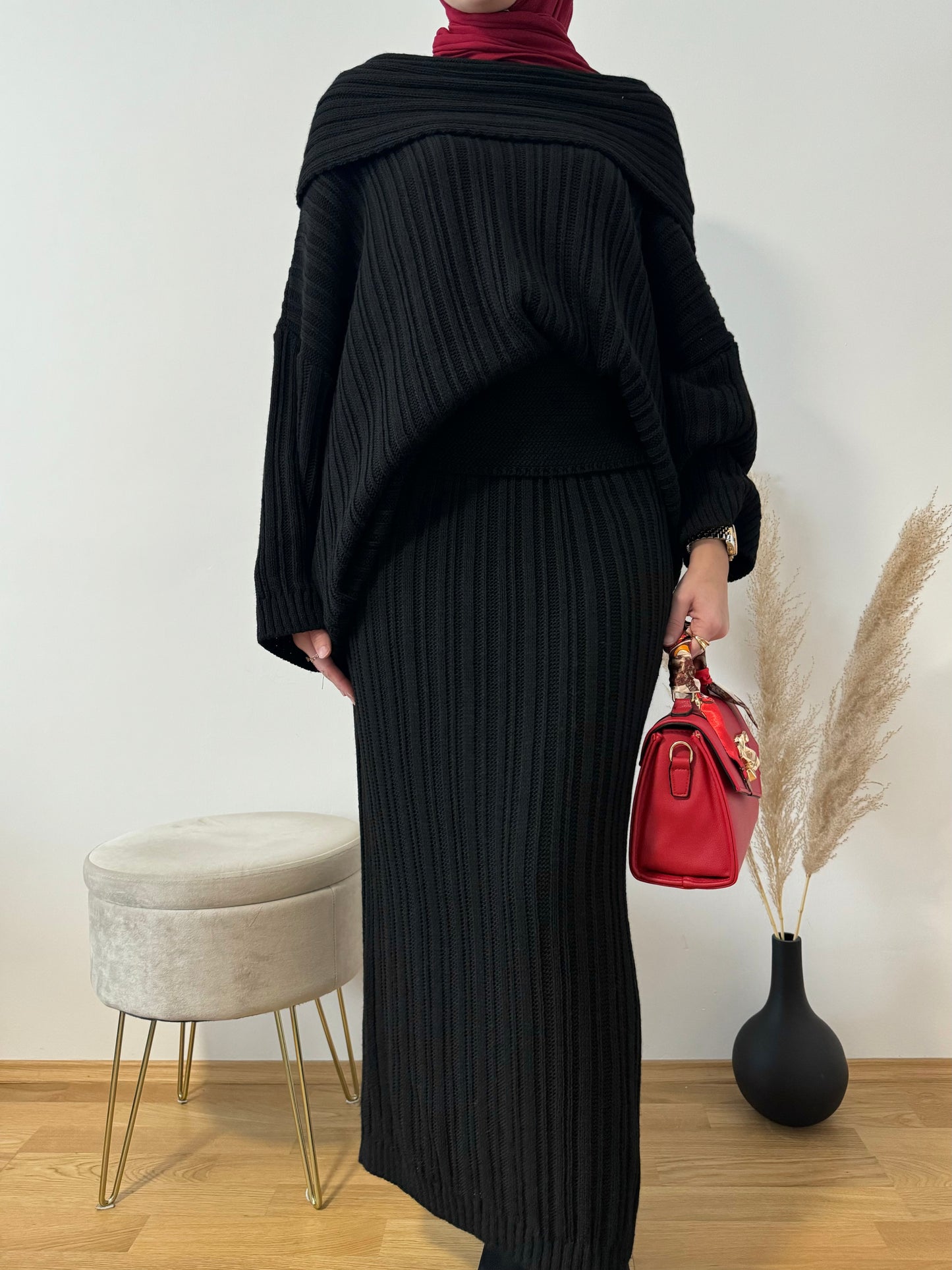 Lily Strick Zweiteiler schwarz