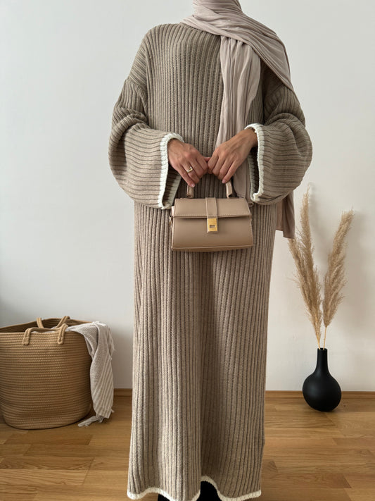 Basma Strick Kleid beige