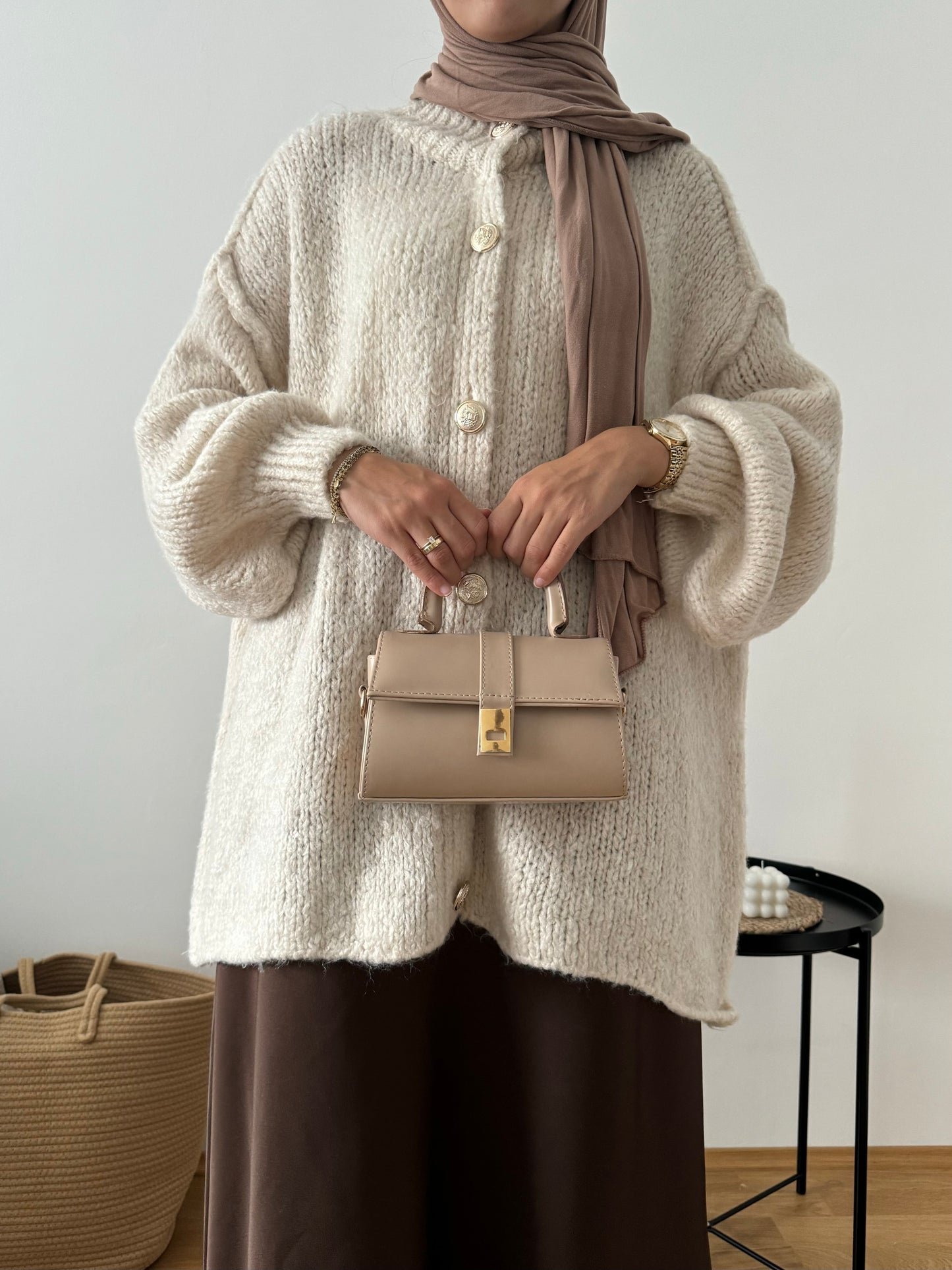 Talia kurzer Woll Cardigan creme