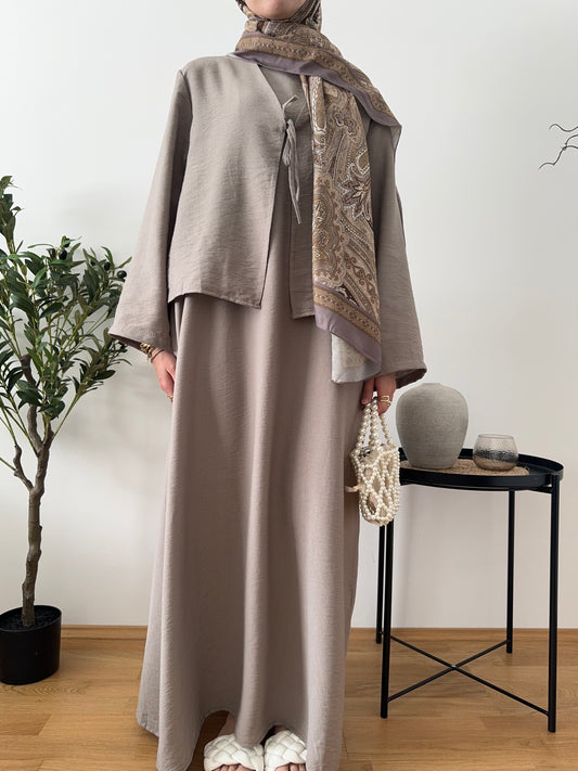 Amal Zweiteiler Kleid taupe