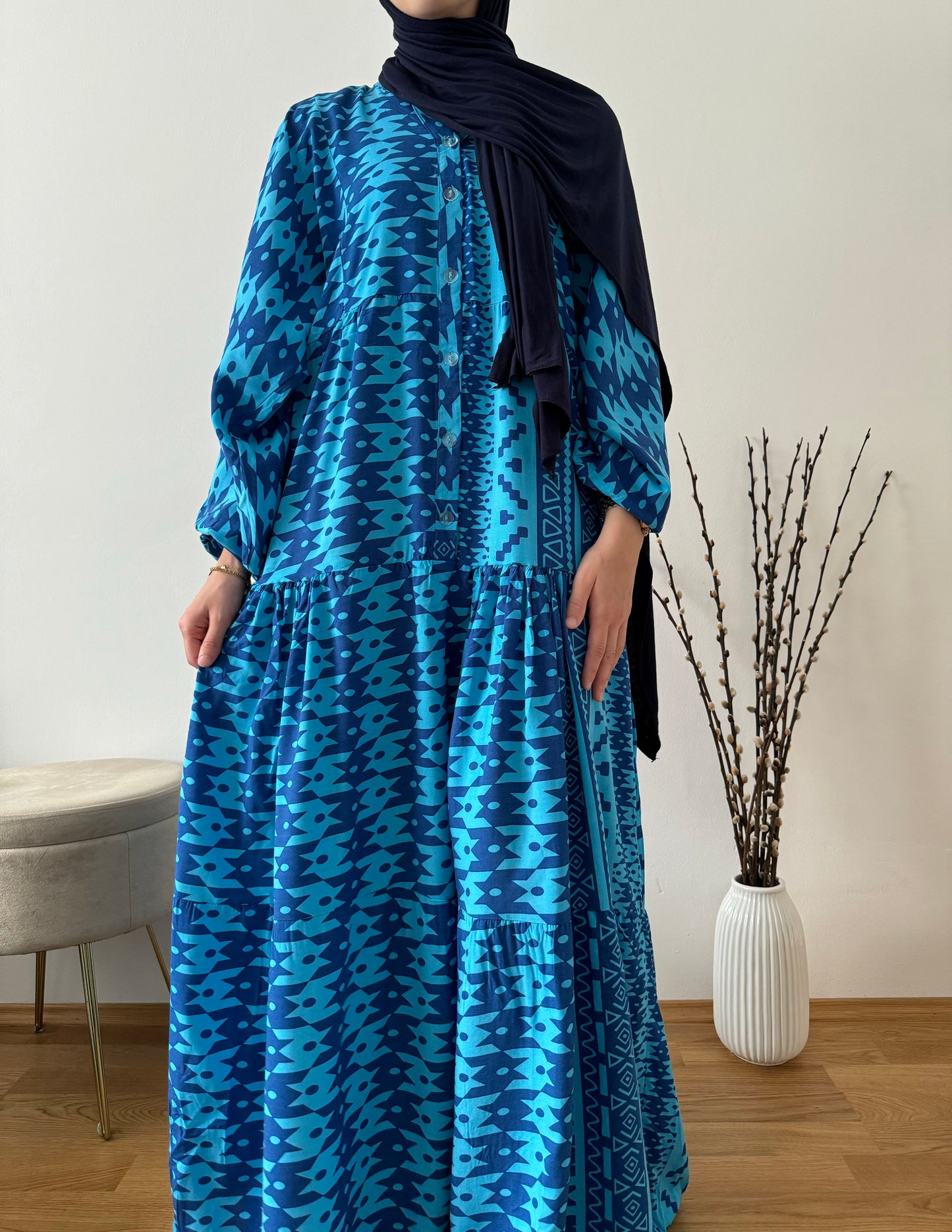 Boho elbise mavi