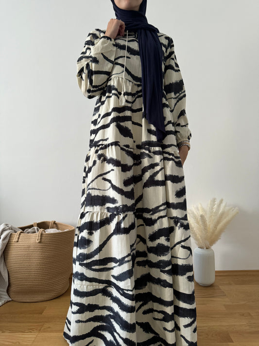 Kleid mit Streifen grau