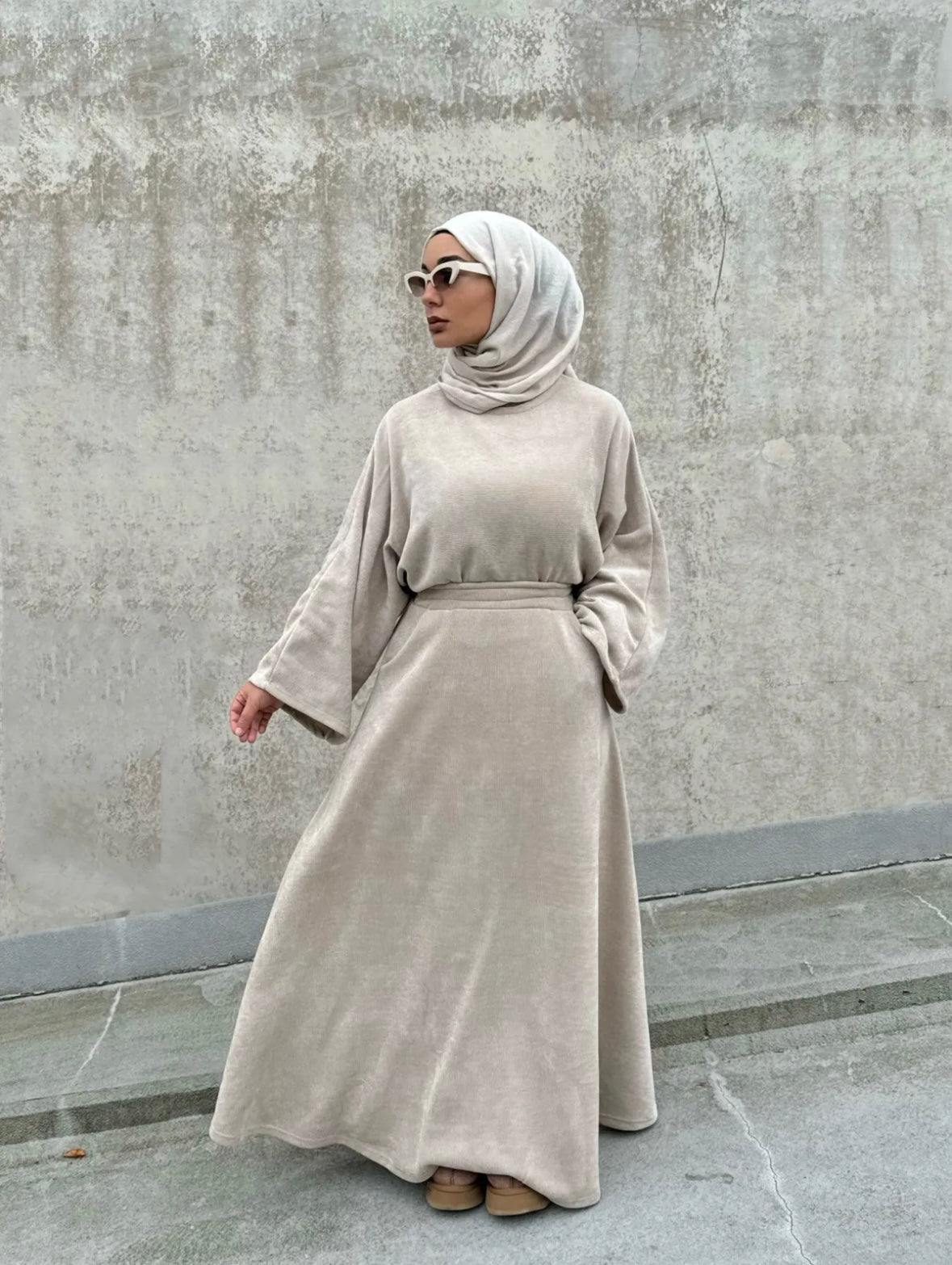Aliya Strick Zweiteiler creme