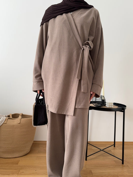 Iman Cord Zweiteiler taupe