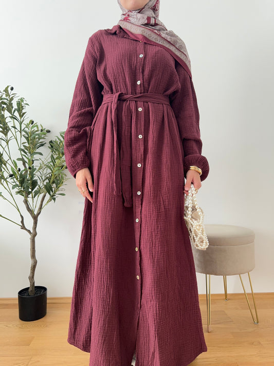 Musselin Hemdkleid bordeaux