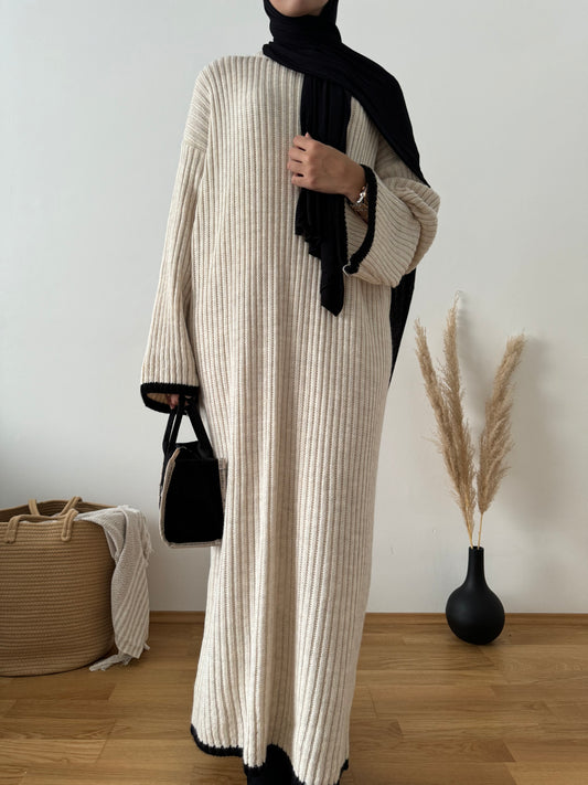 Basma Strick Kleid creme