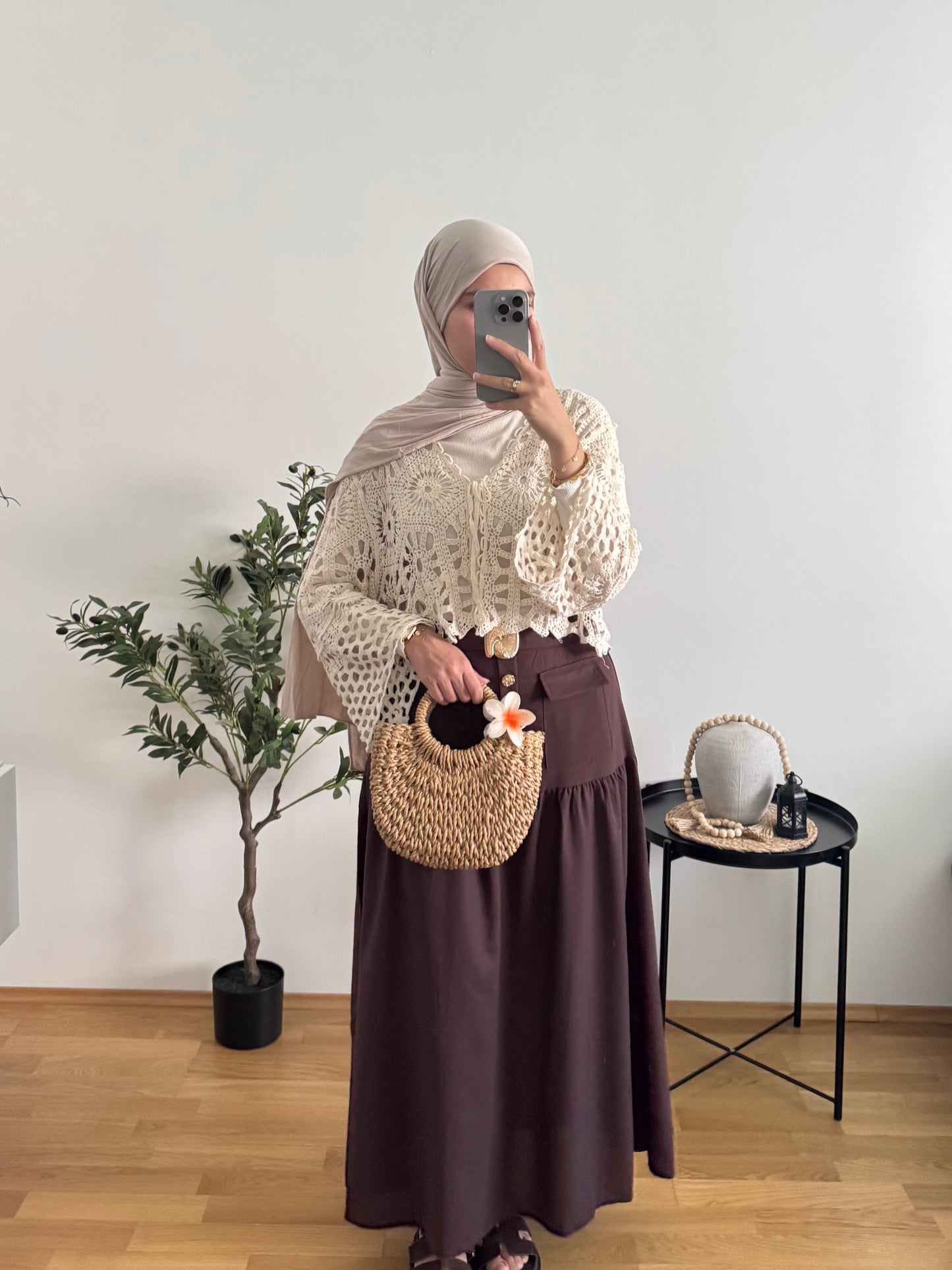 Outfit mit Häkel-Top