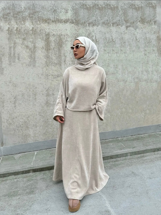 Aliya Strick Zweiteiler creme