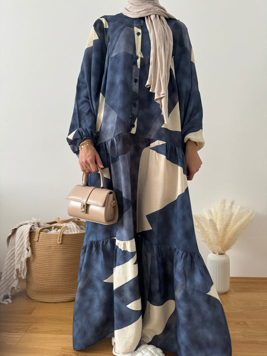 Boho Kleid blau-creme