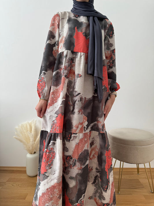 Leinen Kleid in Marmor-Optik