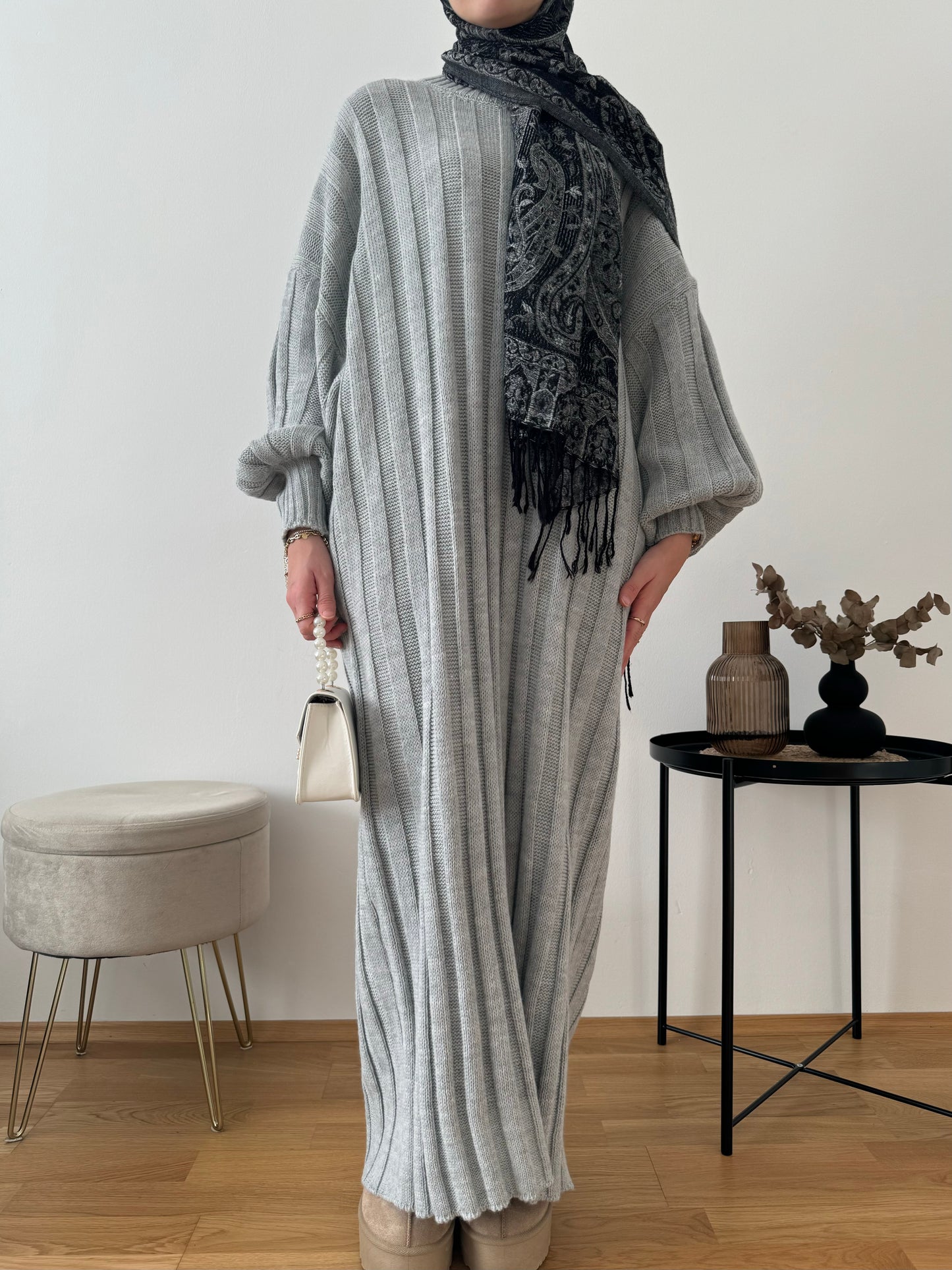 Selina Strick Kleid grau
