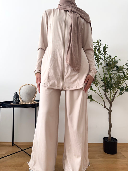 Trainingsanzug mit Zip creme