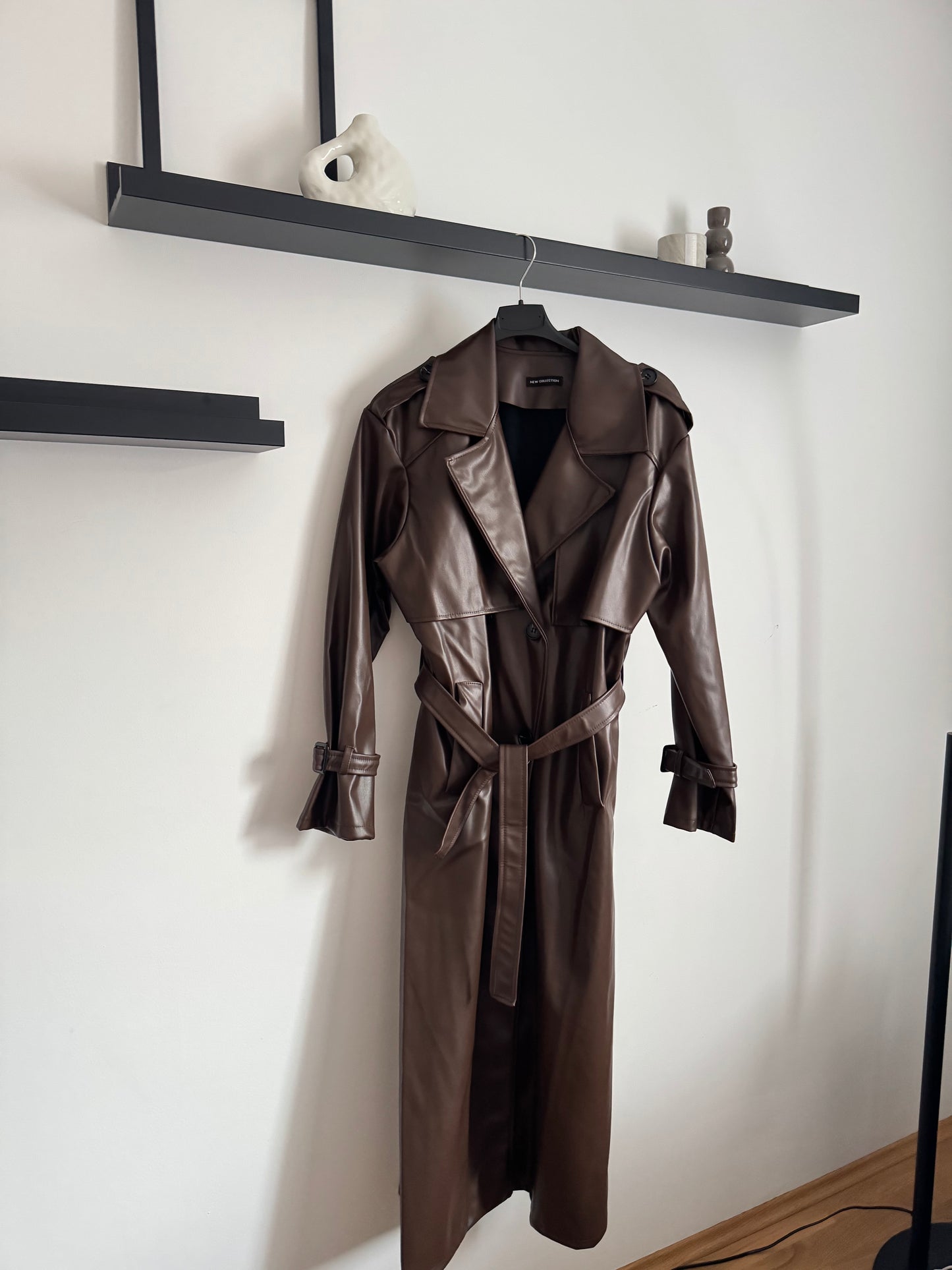 Leder Trenchcoat dunkelbraun