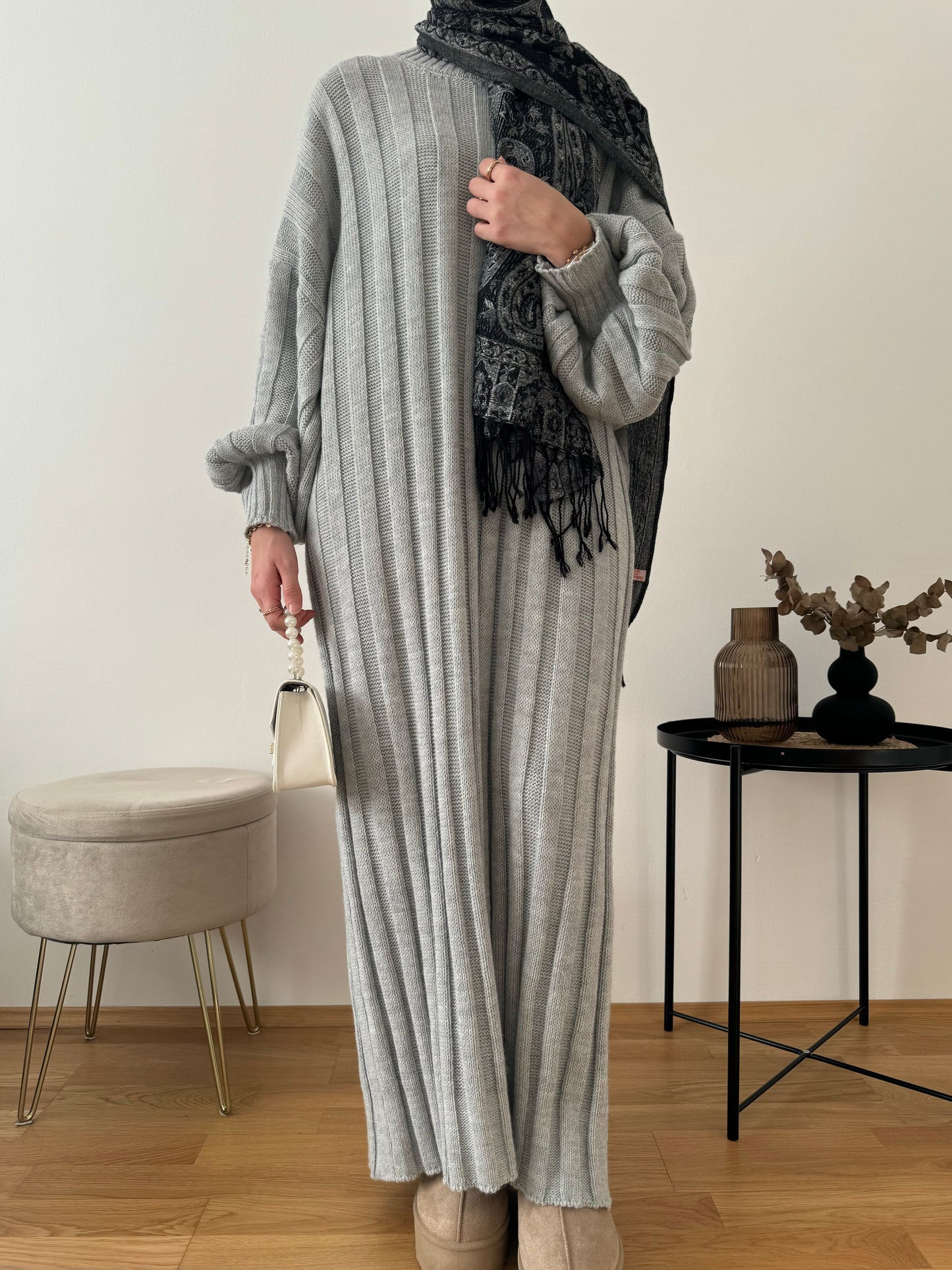 Selina Strick Kleid grau