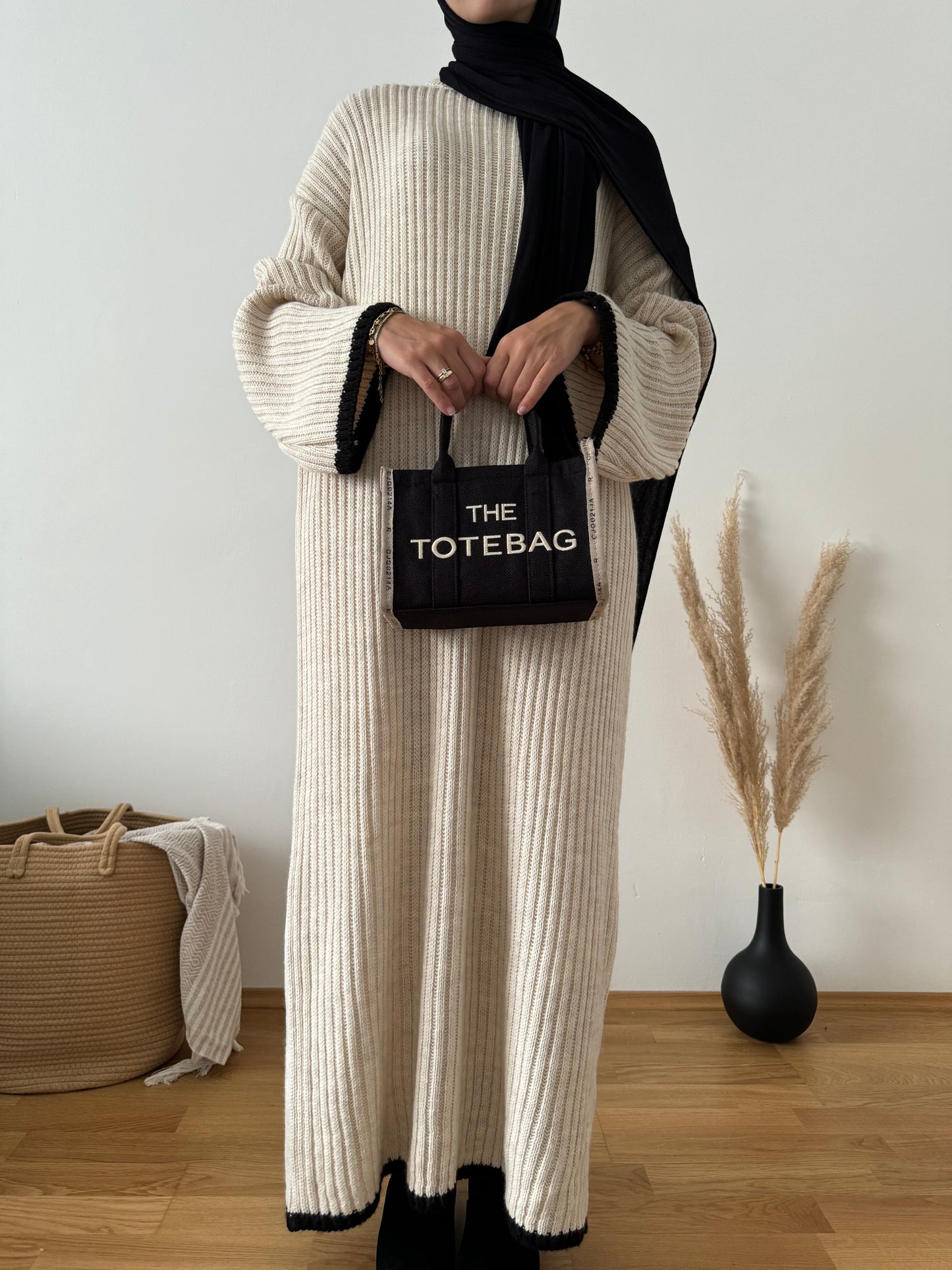 Basma Strick Kleid creme