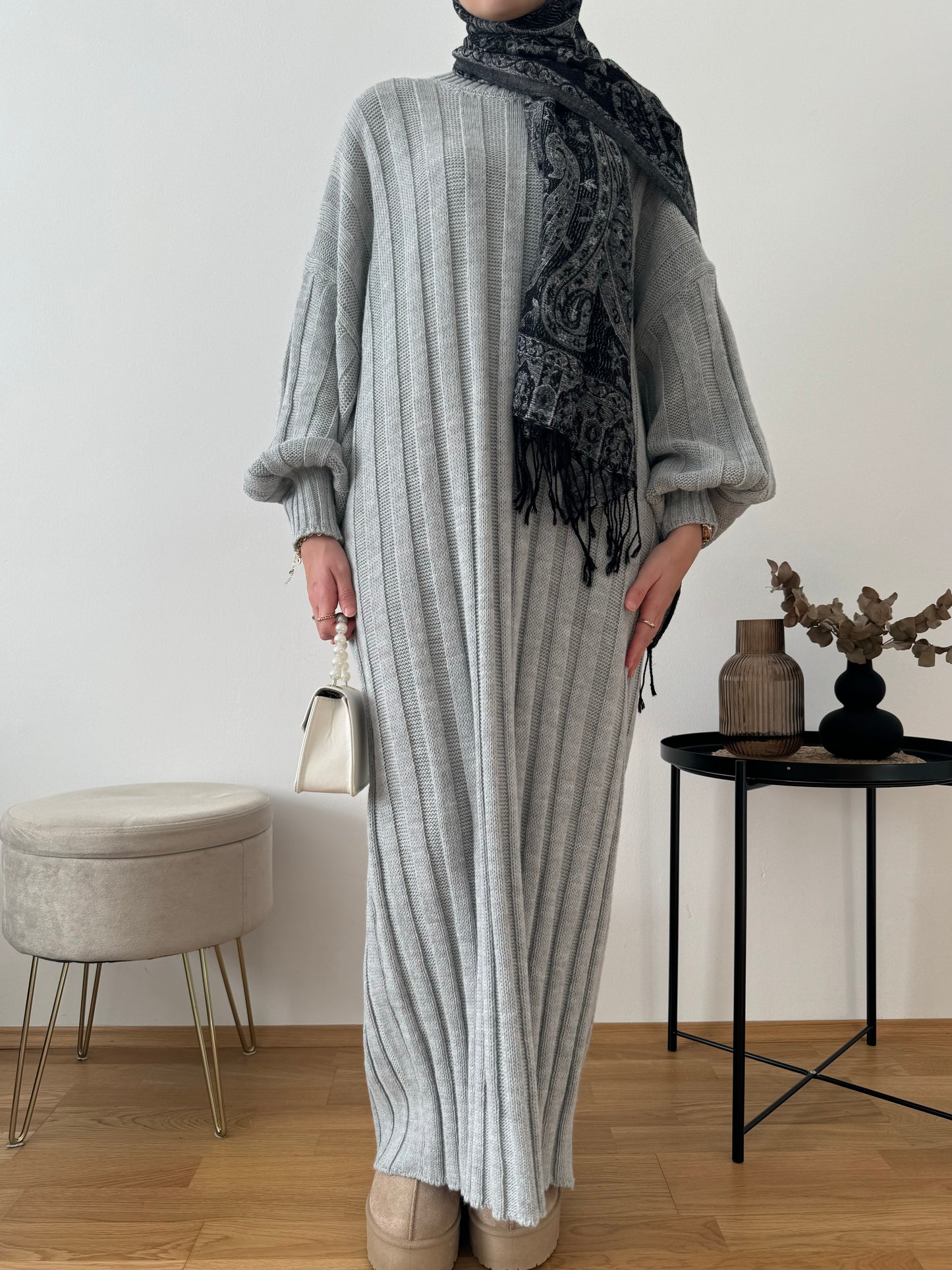 Selina Strick Kleid grau