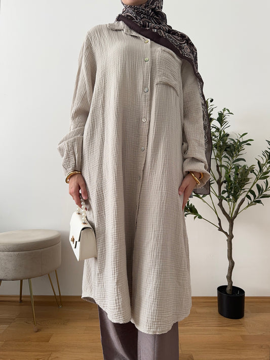 Musselin Hemd Tunika creme