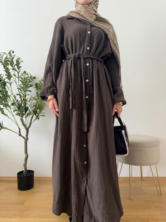 Musselin Hemdkleid braun