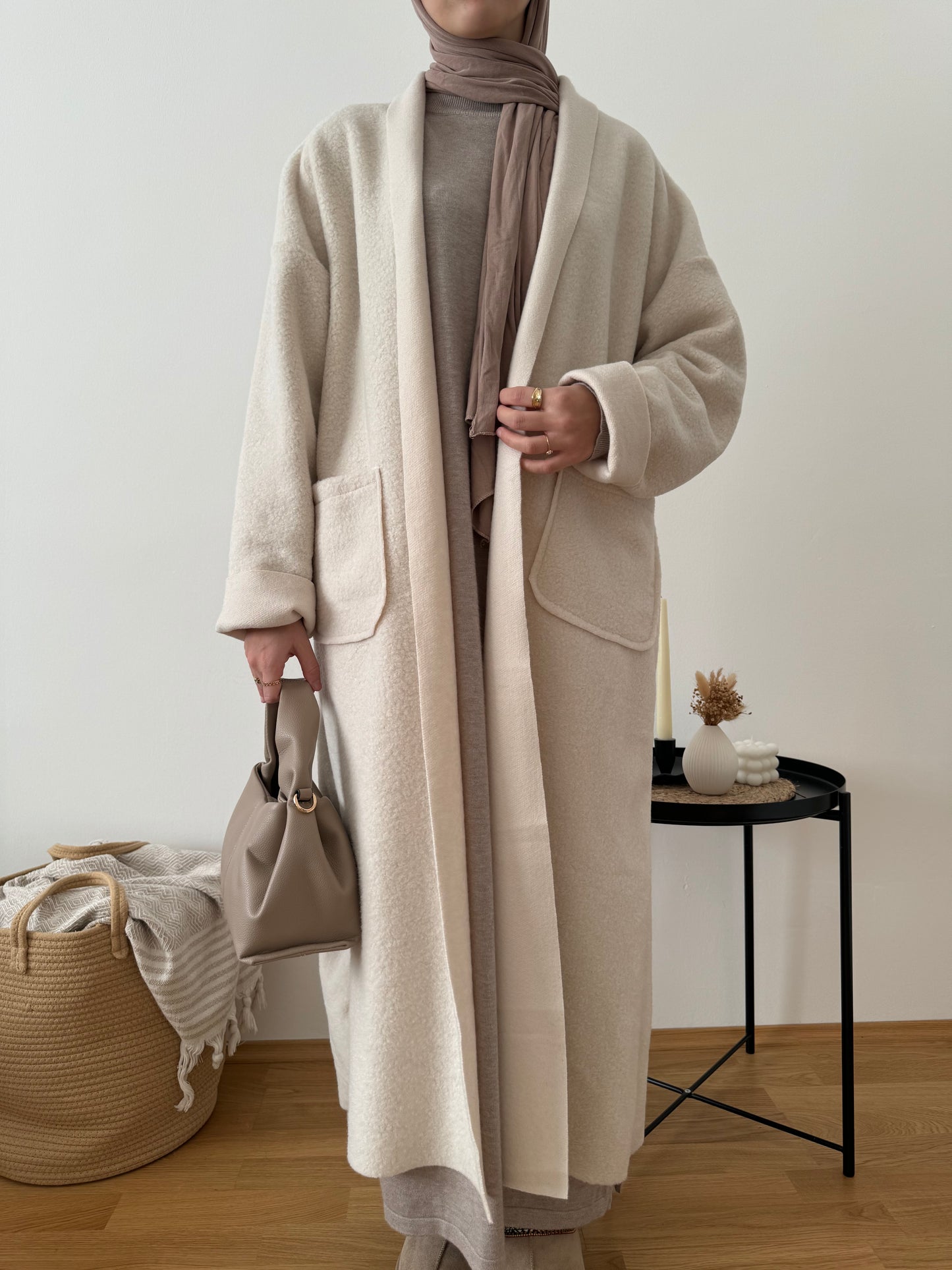 Liya Oversized Teddy Mantel creme