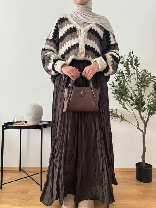 Outfit mit Woll Cardigan mocha