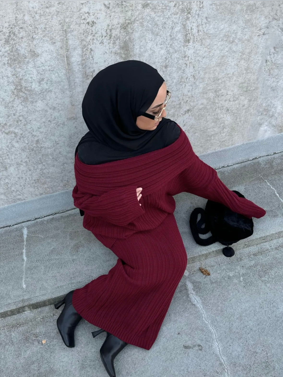 Lily Strick Zweiteiler rot