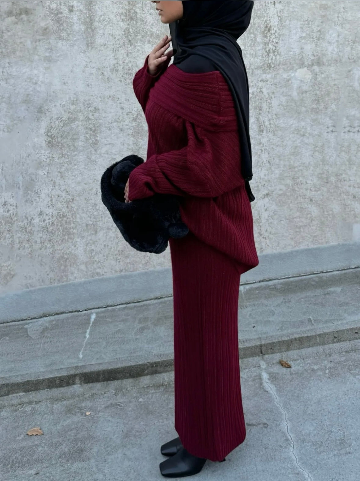 Lily Strick Zweiteiler rot